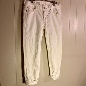 J. CREW white “matchstick crop” denim